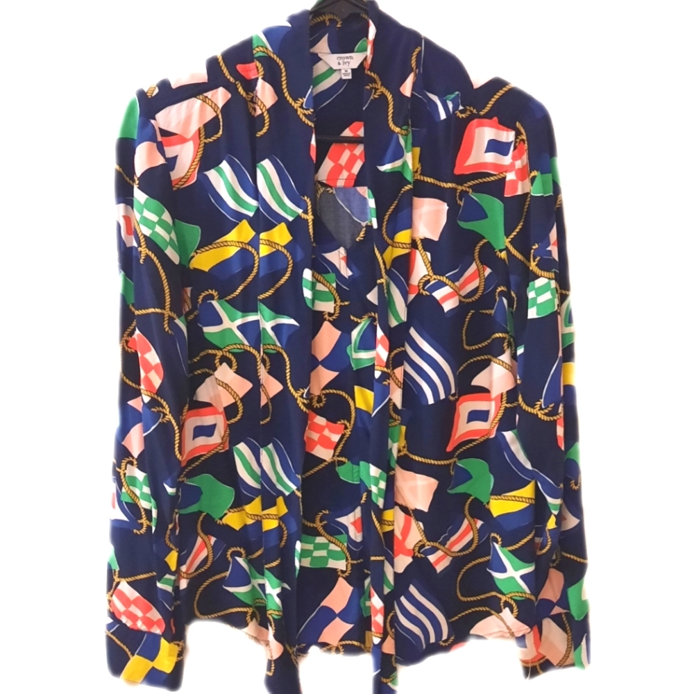 Crown & Ivy Nautical Blouse with Tie
